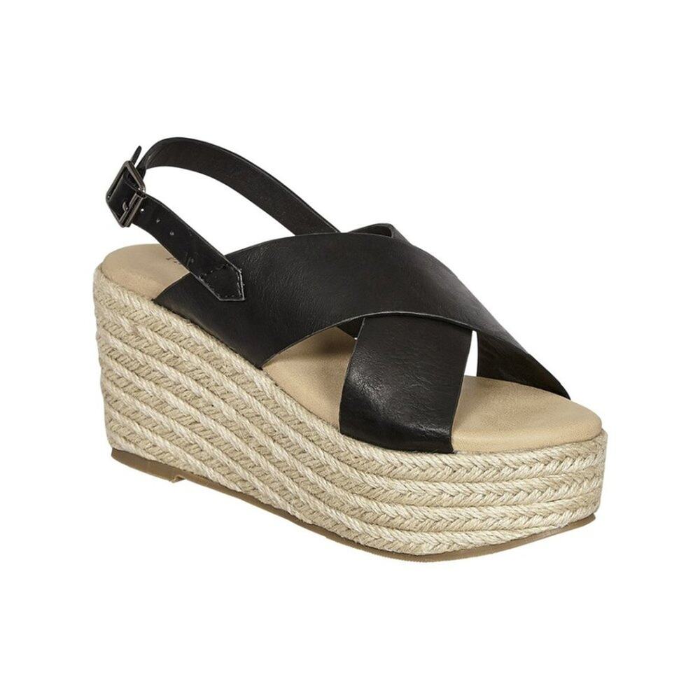 Pierre Dumas Black Crisscross Brianna Espadrille Wedges